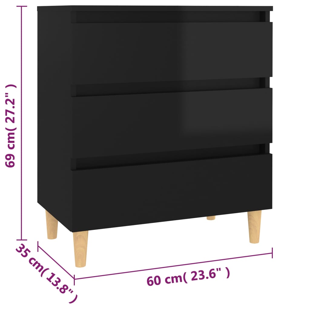 Komoda visoki sjaj crna 60 x 35 x 69 cm od konstruiranog drva