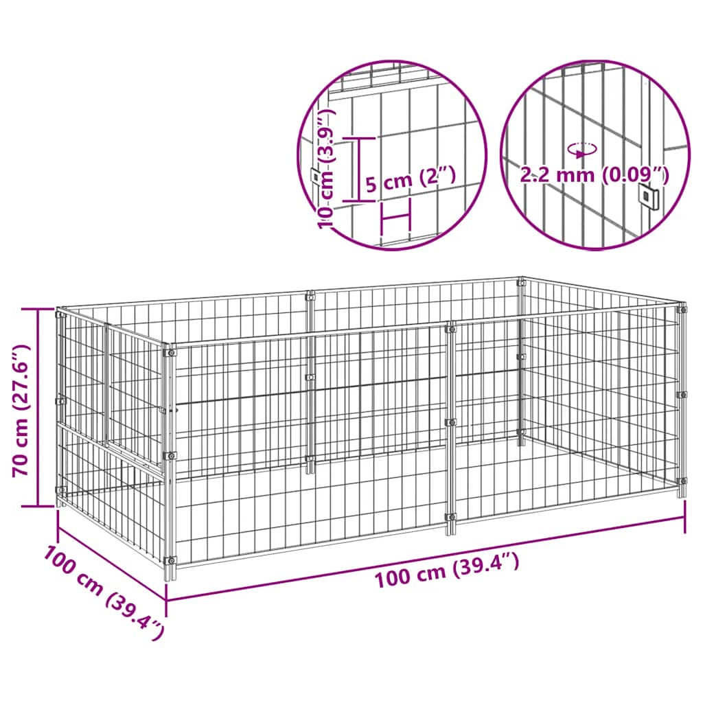 Kavez za pse crni 200 x 100 x 70 cm čelični