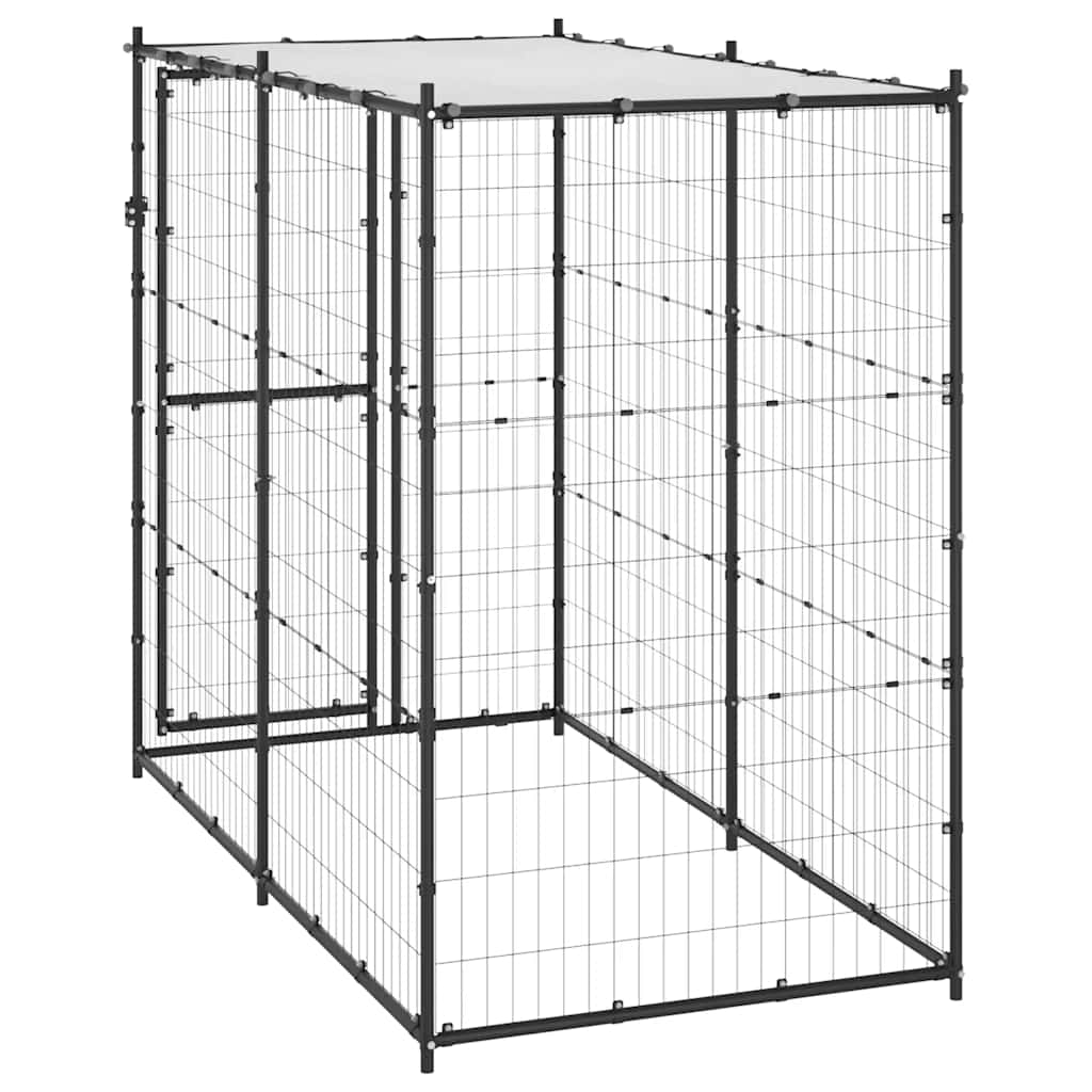 Vanjski kavez za pse s krovom čelični 110 x 220 x 180 cm