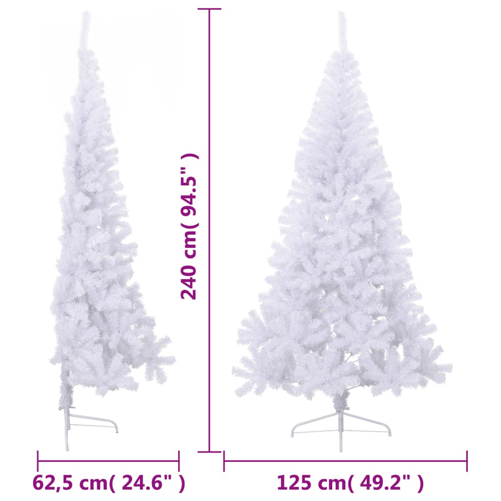 Umjetna polovica božićnog drvca sa stalkom bijela 240 cm PVC