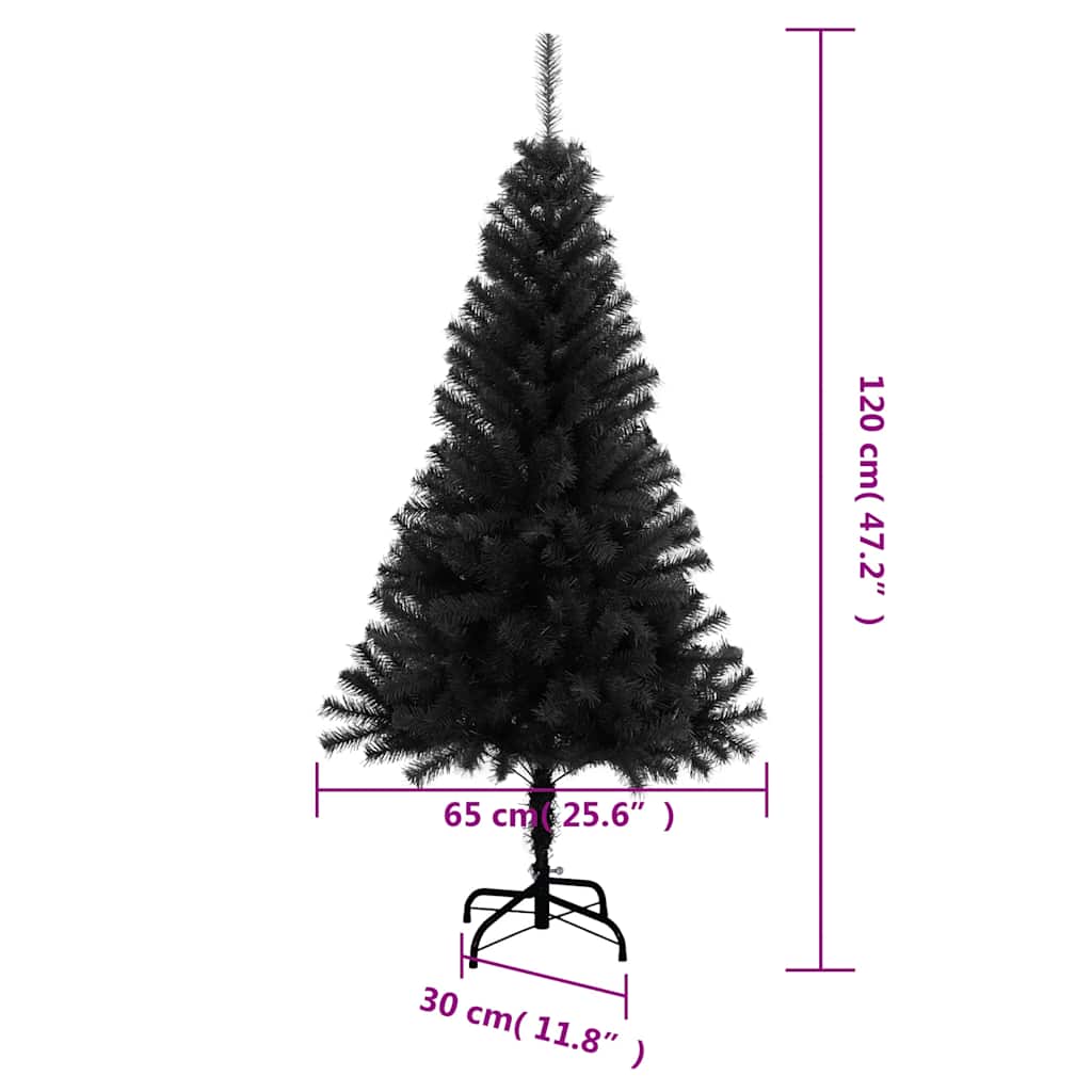 Umjetno božićno drvce sa stalkom crno 120 cm PVC