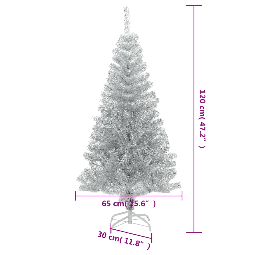 Umjetno božićno drvce sa stalkom srebrno 120 cm PET