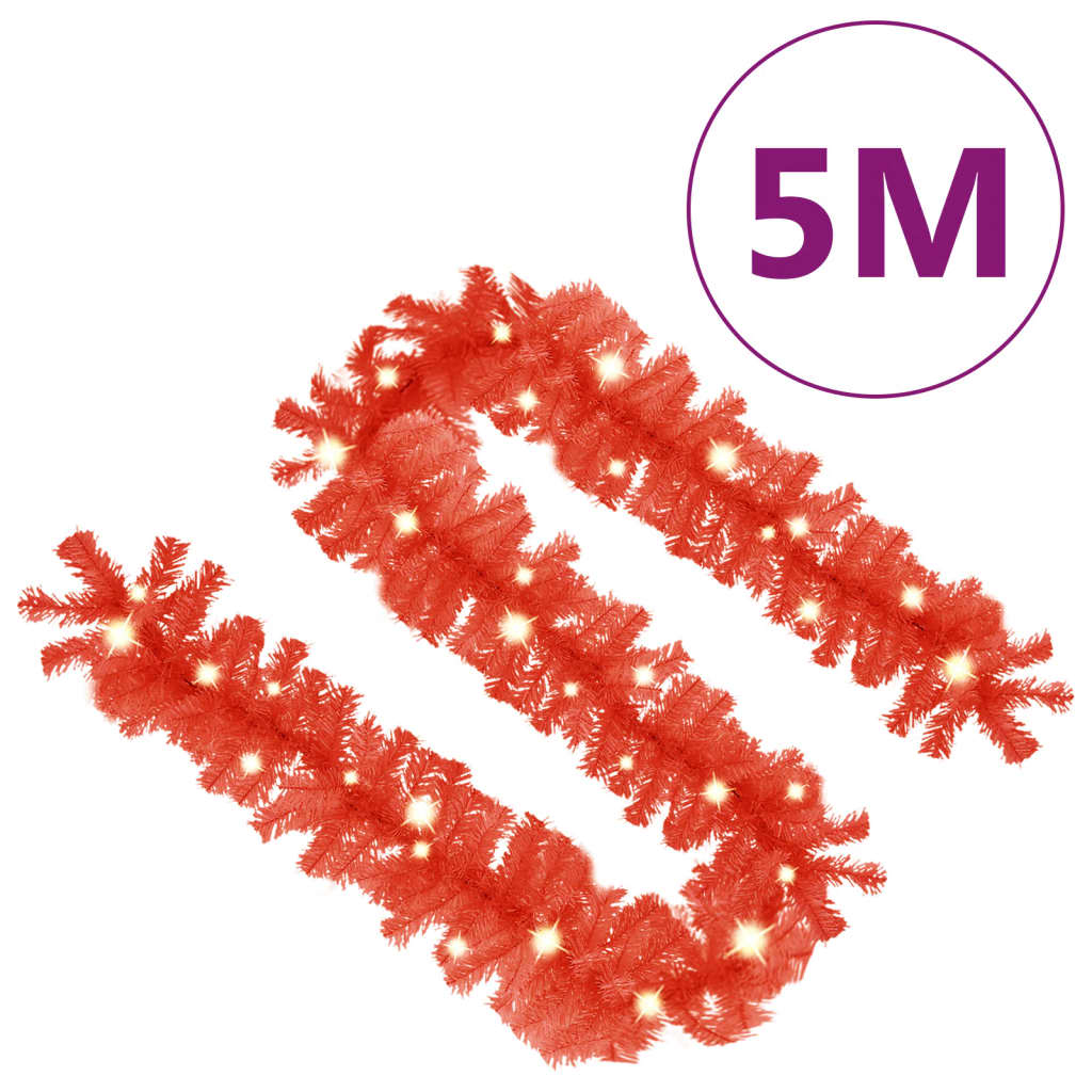 Božićna girlanda s LED svjetlima 5 m crvena