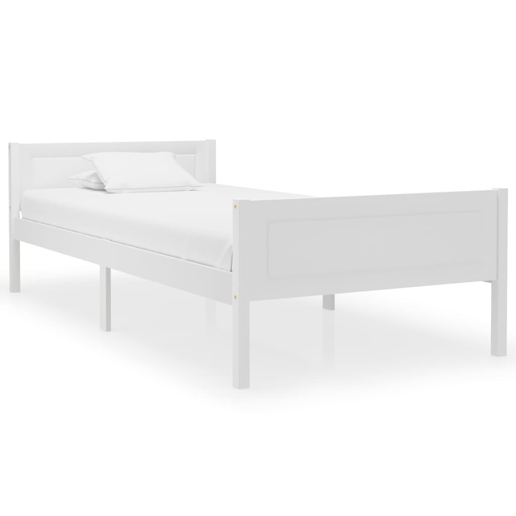 Okvir za krevet od masivne borovine bijeli 100 x 200 cm
