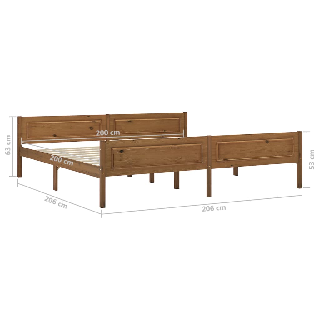 Okvir za krevet od masivne borovine boja meda 200 x 200 cm