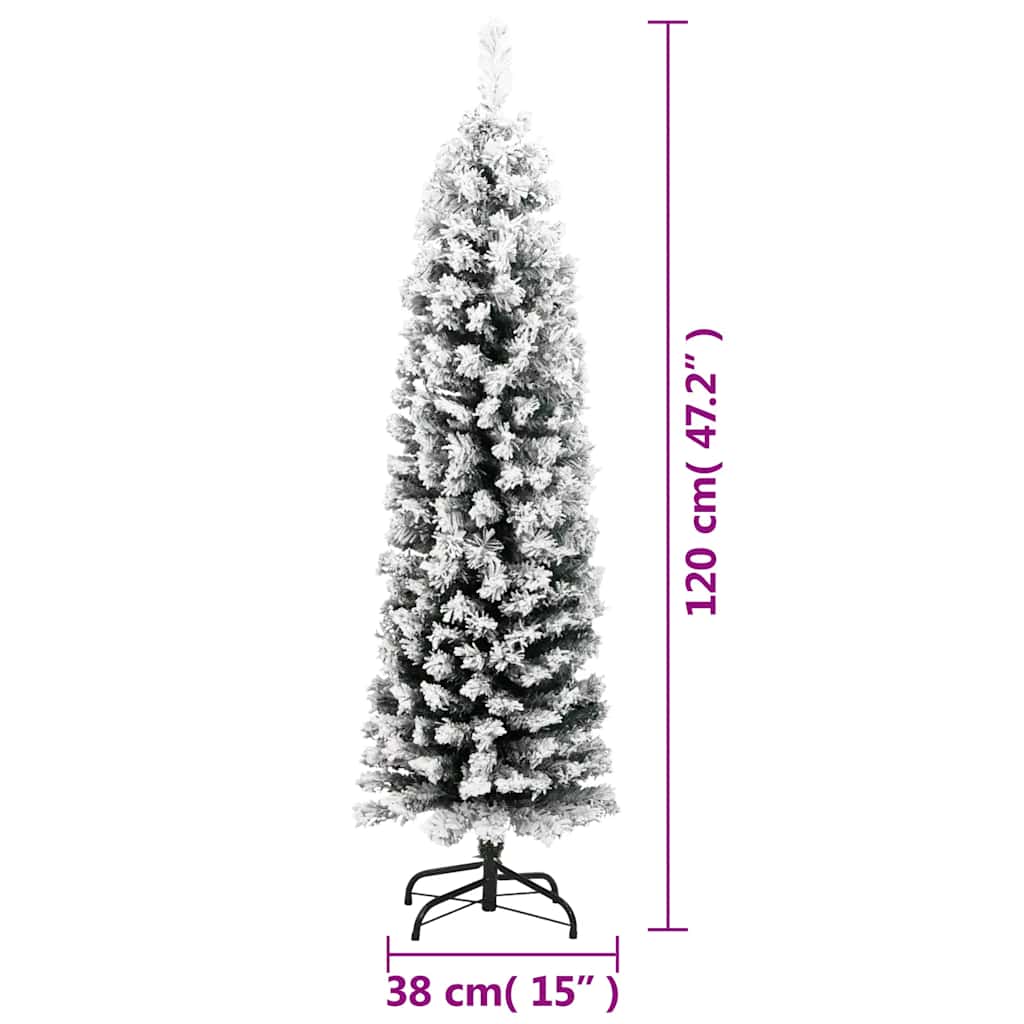 Tanko umjetno božićno drvce sa snijegom zeleno 120 cm PVC