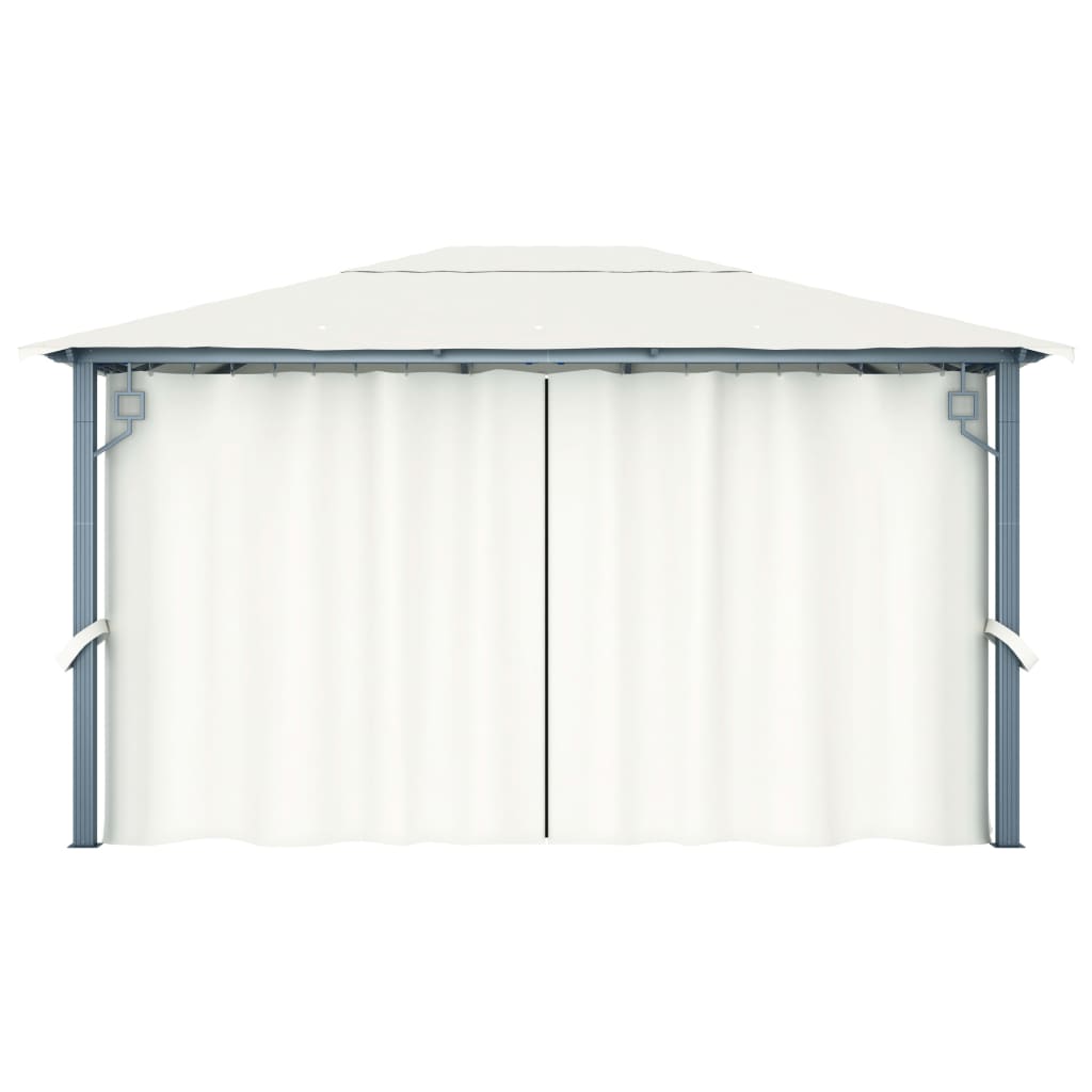 Sjenica sa zastorima i LED svjetlima 400 x 300 cm krem aluminij
