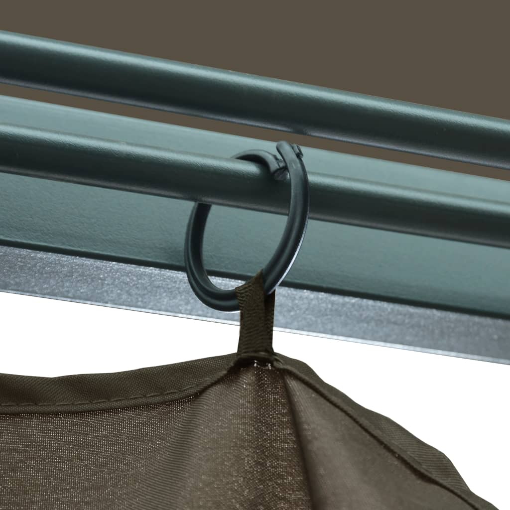 Sjenica sa zastorima i LED svjetlima 400 x 300 cm smeđe-siva