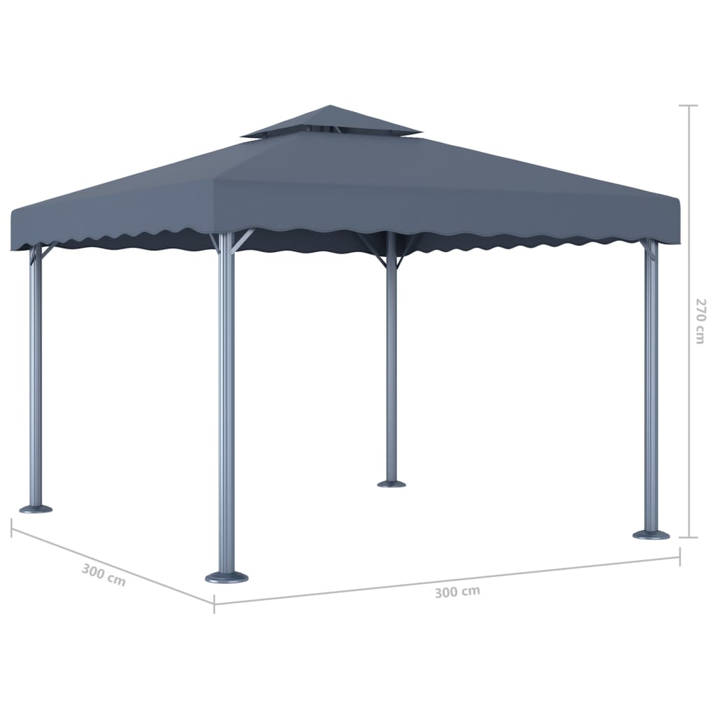 Sjenica s LED svjetlosnim trakama 300x300 cm antracit aluminij
