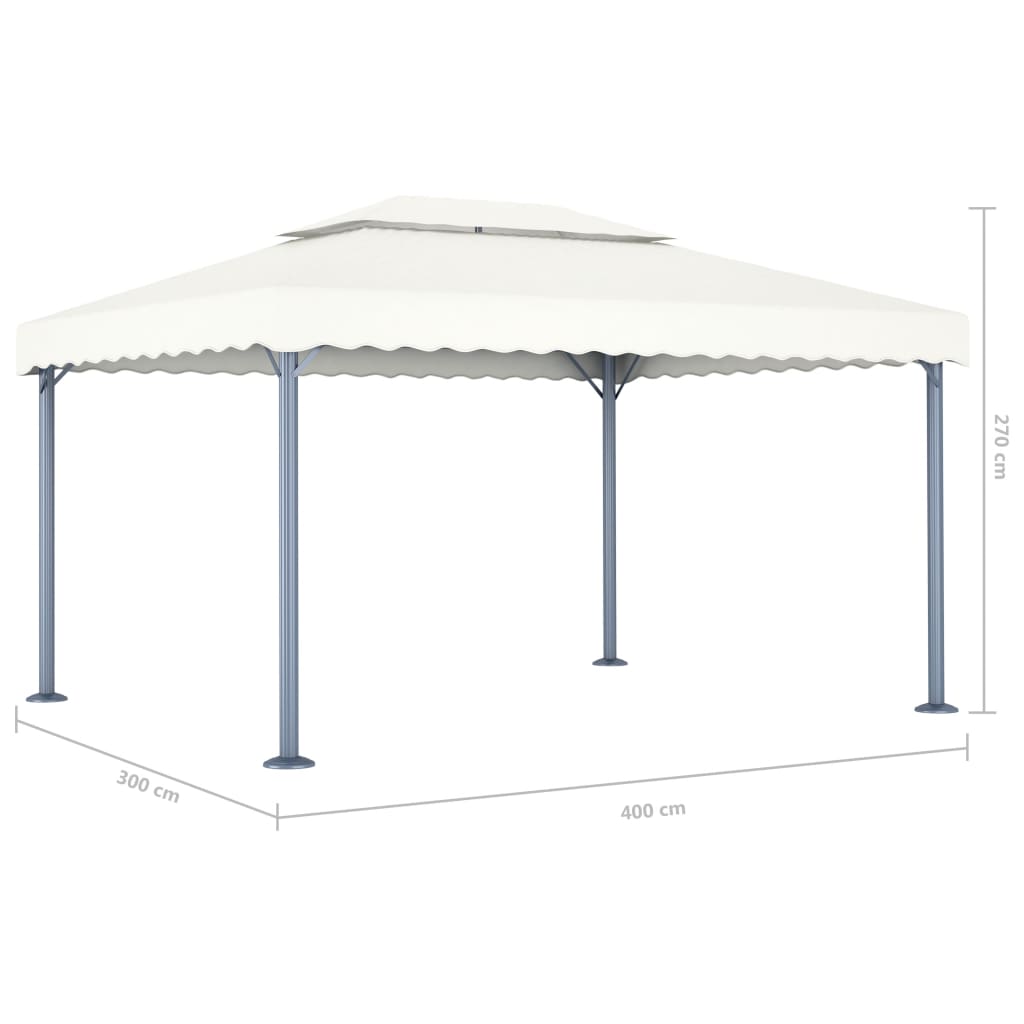 Sjenica s LED svjetlosnim trakama 400 x 300 cm krem aluminijska