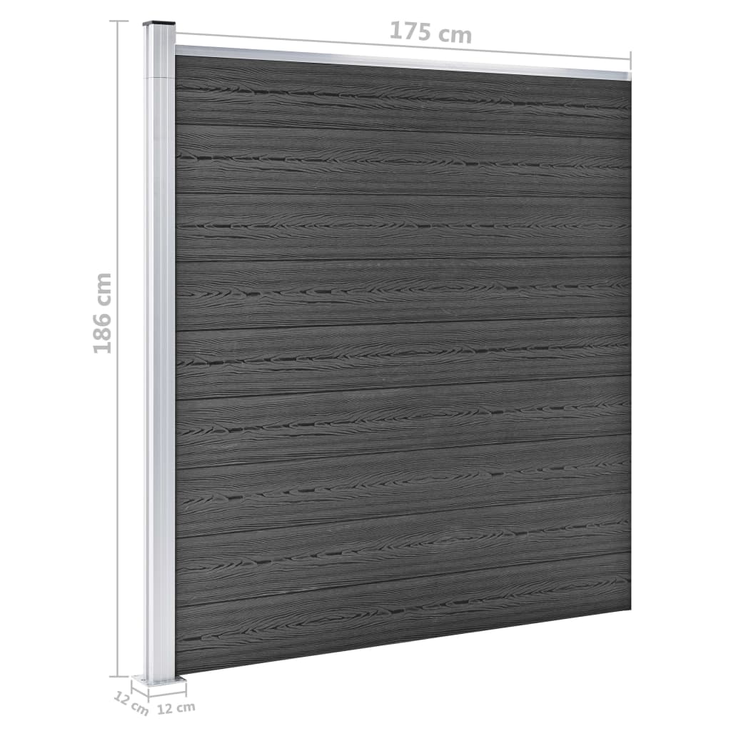 Set panela za ogradu WPC 353 x 186 cm crni