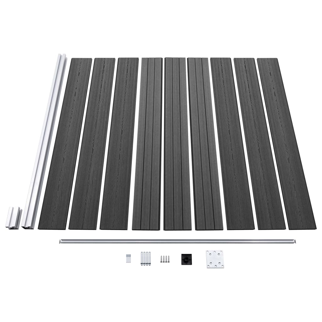 Set panela za ogradu WPC 353 x 186 cm crni
