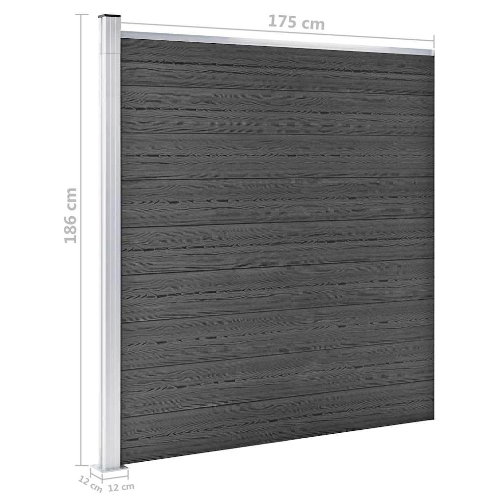 Set panela za ogradu WPC 1218 x 186 cm crni