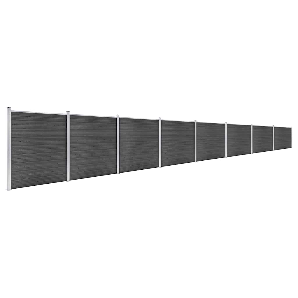 Set panela za ogradu WPC 1391 x 186 cm crni