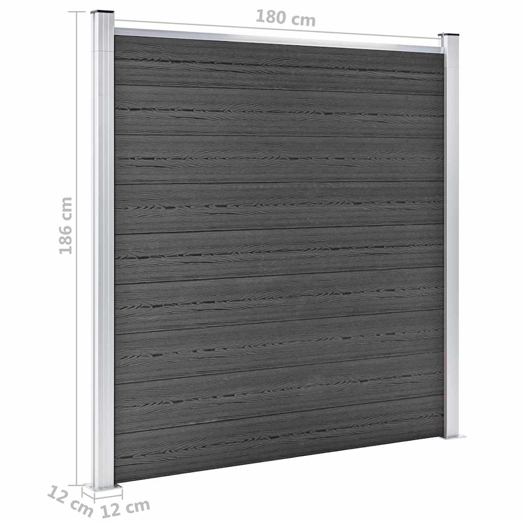 Set panela za ogradu WPC 1391 x 186 cm crni