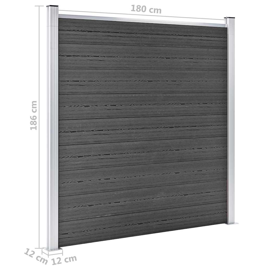 Set panela za ogradu WPC 1564 x 186 cm crni