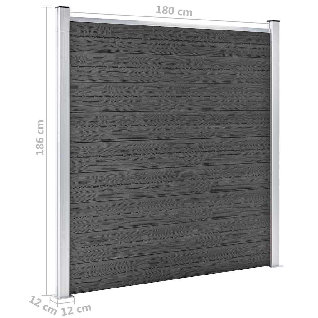 Set panela za ogradu WPC 965 x (105 - 186) cm crni