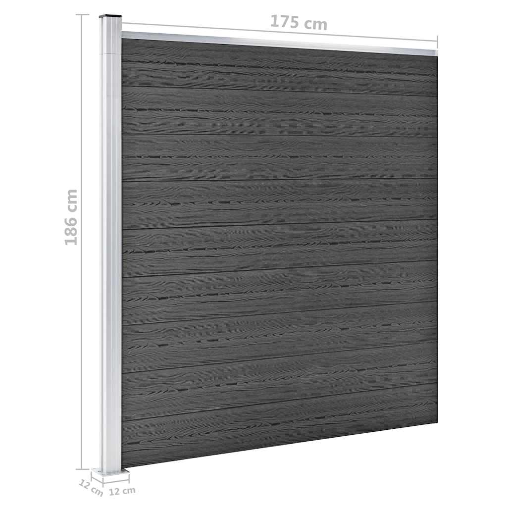 Set panela za ogradu WPC 1138 x (105 - 186) cm crni