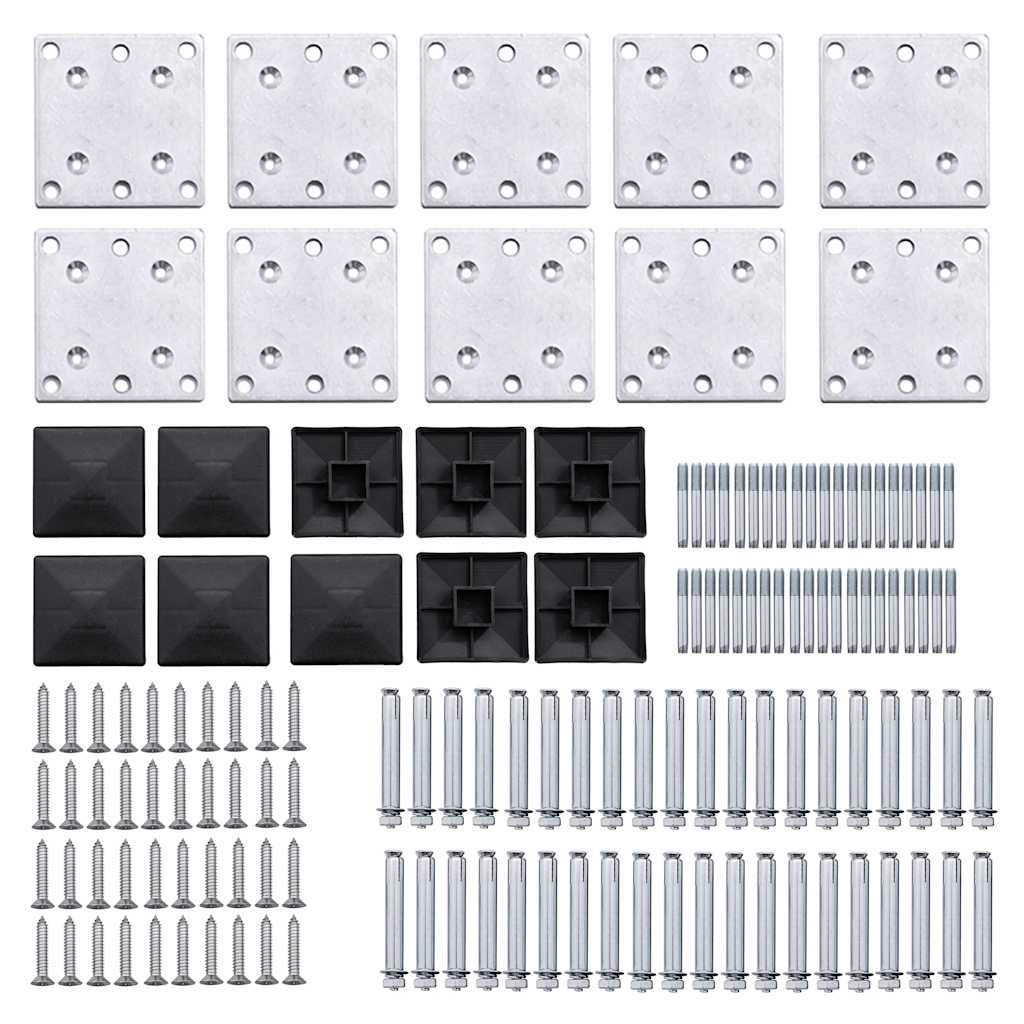 Set panela za ogradu WPC 1484 x (105 - 186) cm crni