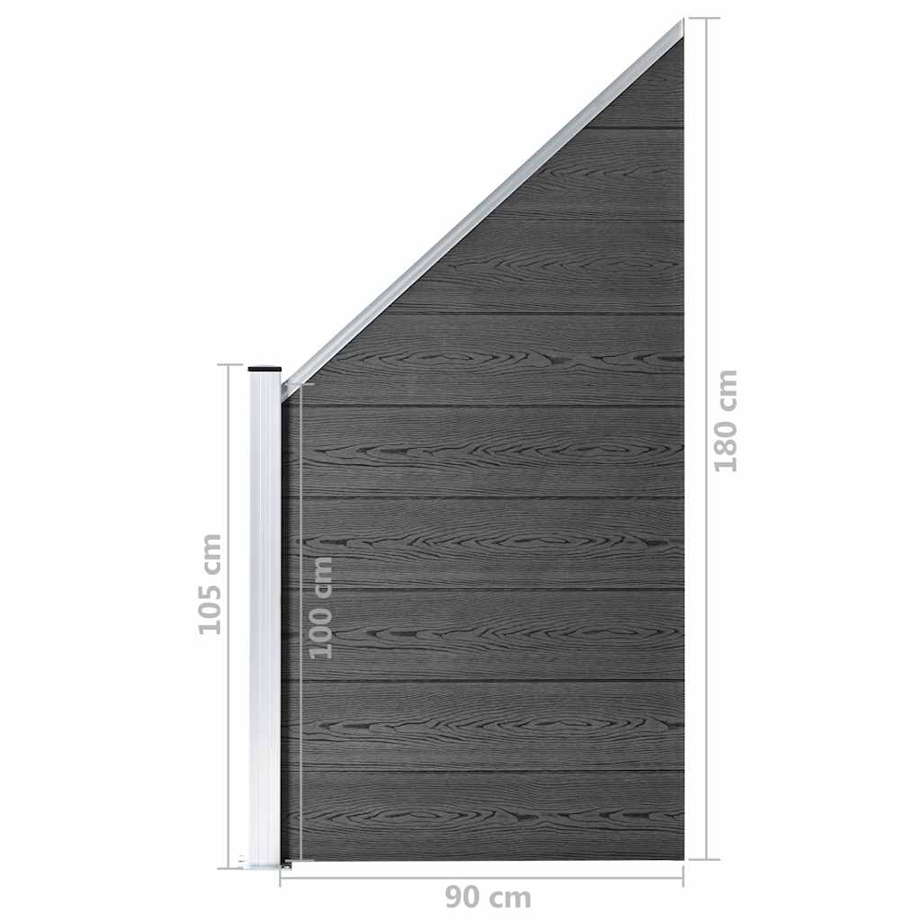 Set panela za ogradu WPC 1830 x (105 - 186) cm crni