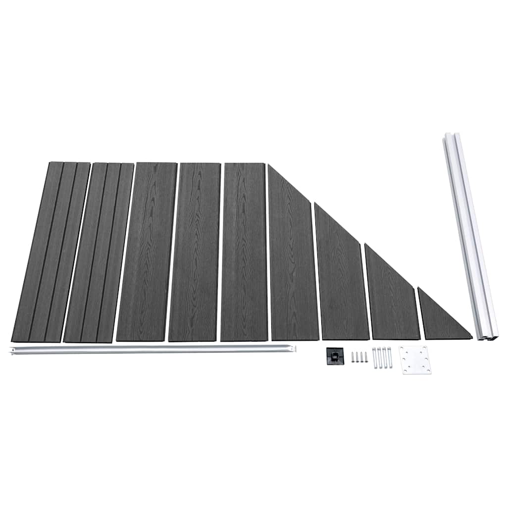 Set panela za ogradu WPC 1830 x (105 - 186) cm crni