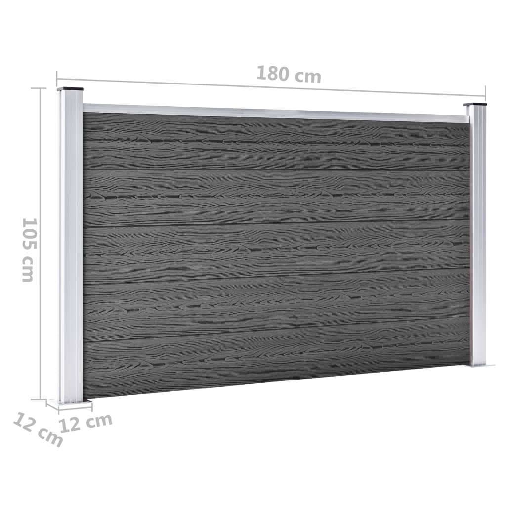 Set panela za ogradu WPC 699 x 105 cm crni