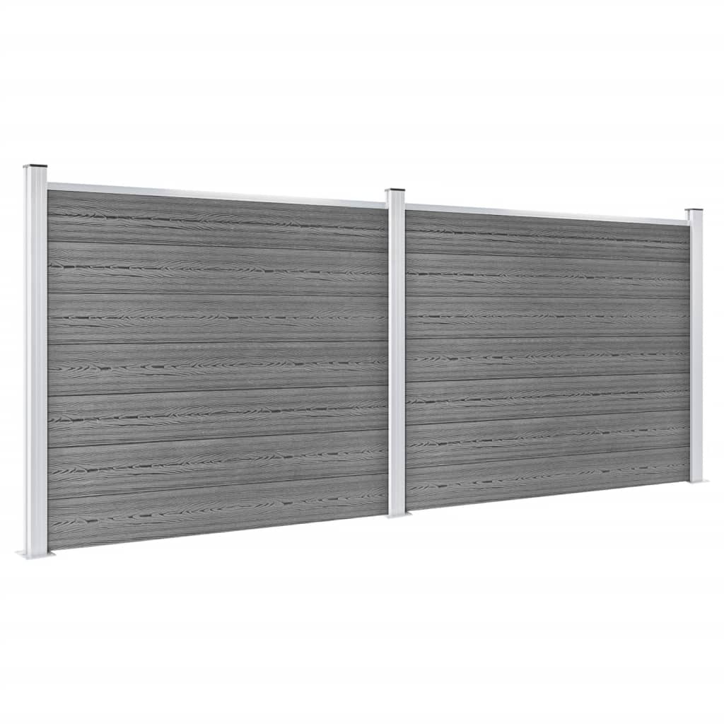 Set panela za ogradu WPC 353 x 146 cm sivi