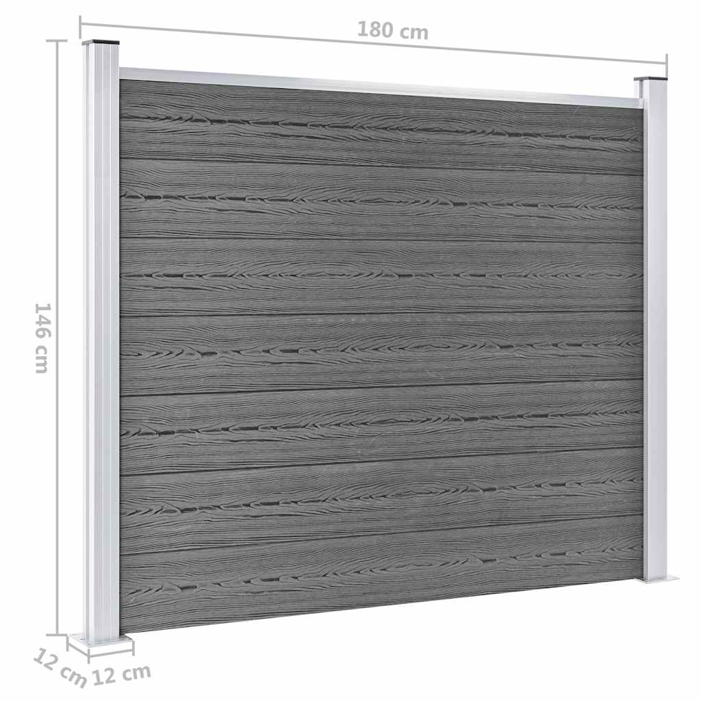 Set panela za ogradu WPC 526 x 146 cm sivi