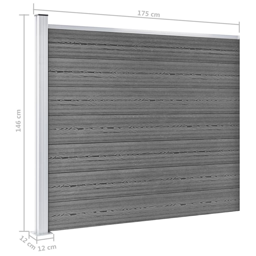 Set panela za ogradu WPC 872 x 146 cm sivi