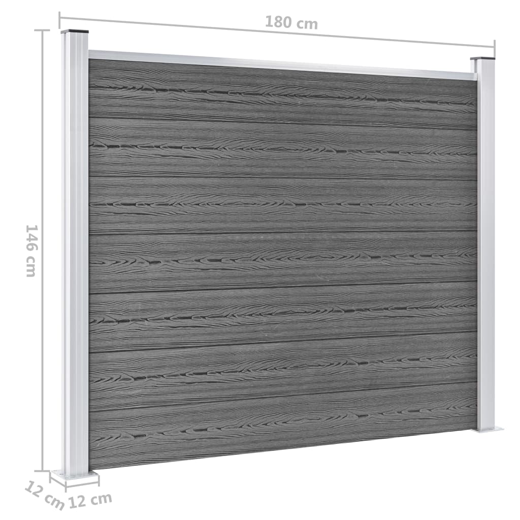 Set panela za ogradu WPC 872 x 146 cm sivi