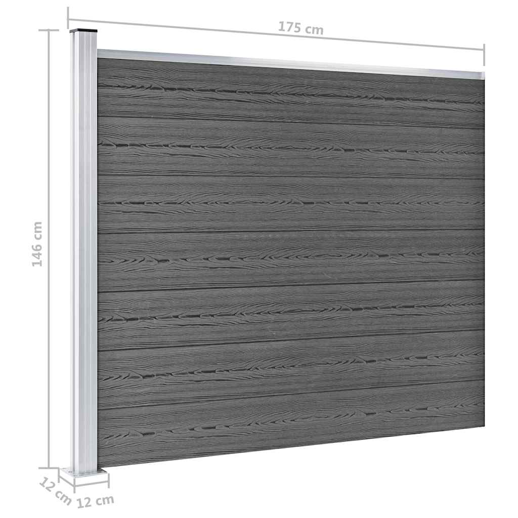 Set panela za ogradu WPC 353 x 146 cm crni