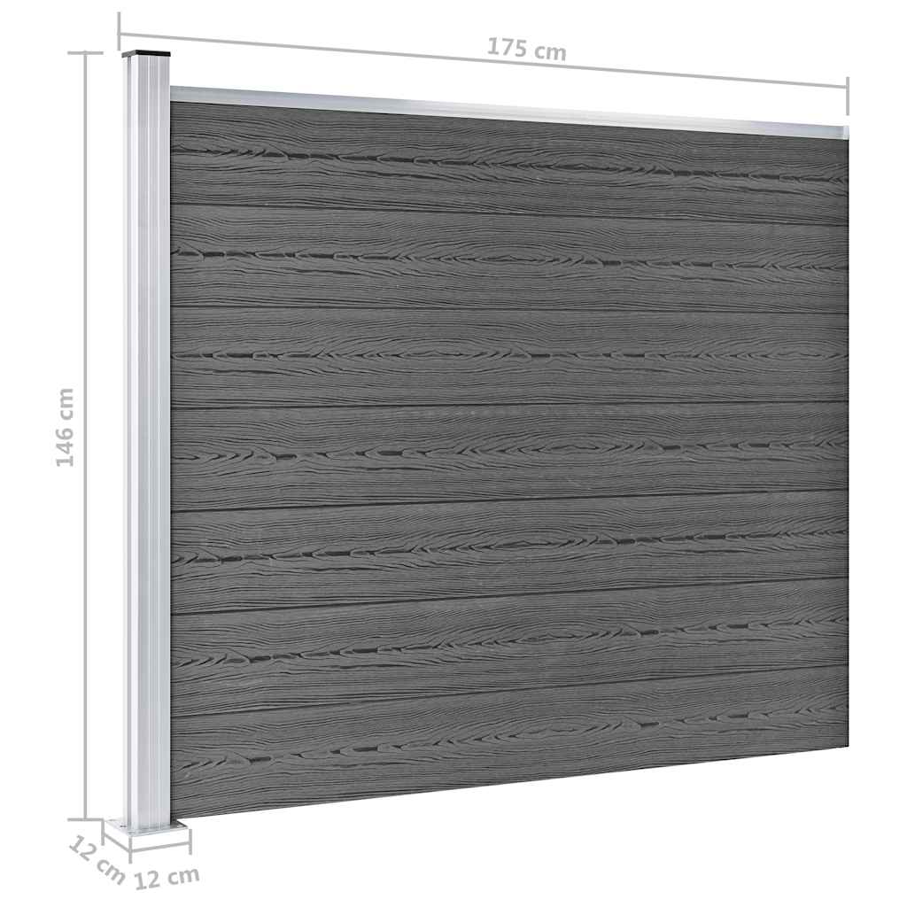 Set panela za ogradu WPC 526 x 146 cm crni