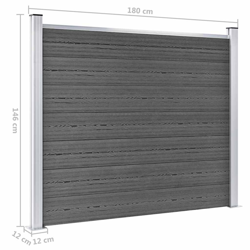 Set panela za ogradu WPC 872 x 146 cm crni
