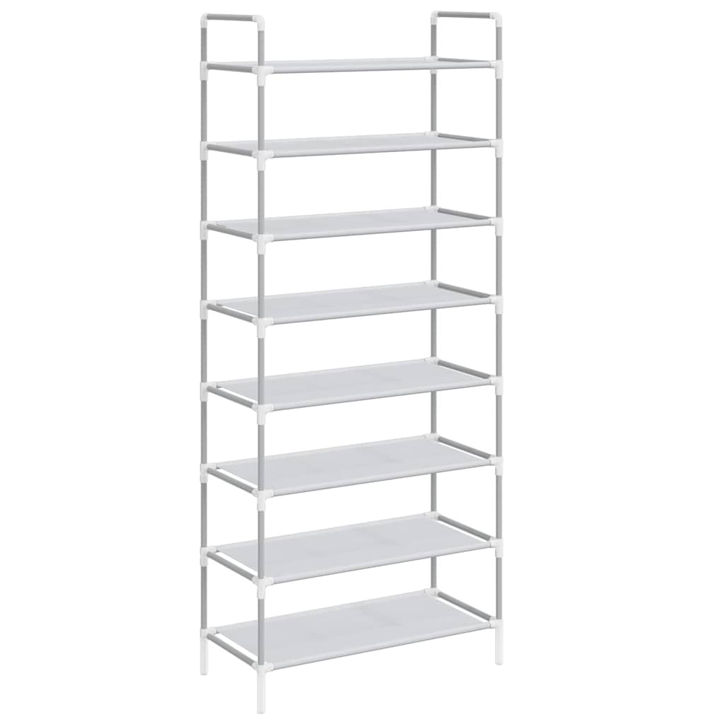 Stalak za cipele s 8 polica od metala i netkane tkanine srebrni