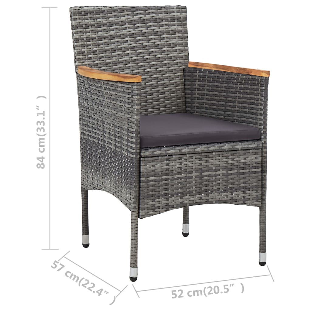 3-dijelni vrtni blagovaonski set sivi