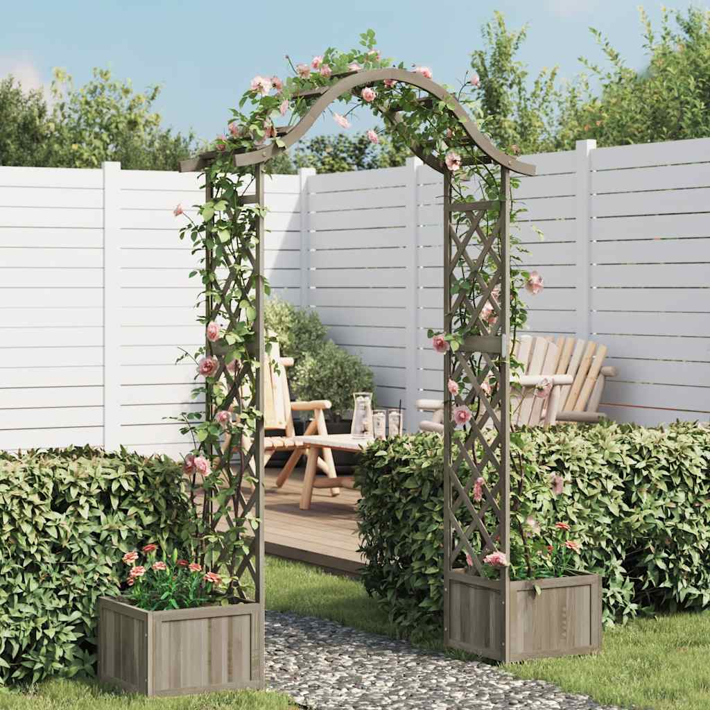 Vrtna pergola sa sadilicom siva od masivne jelovine