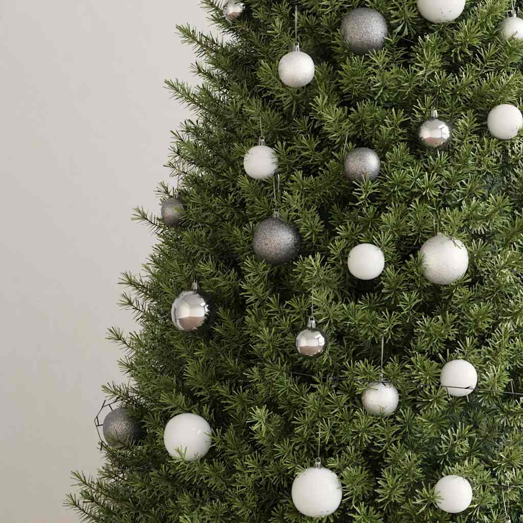 120-dijelni set božićnih kuglica s vrhom 300 LED bijelo-sive