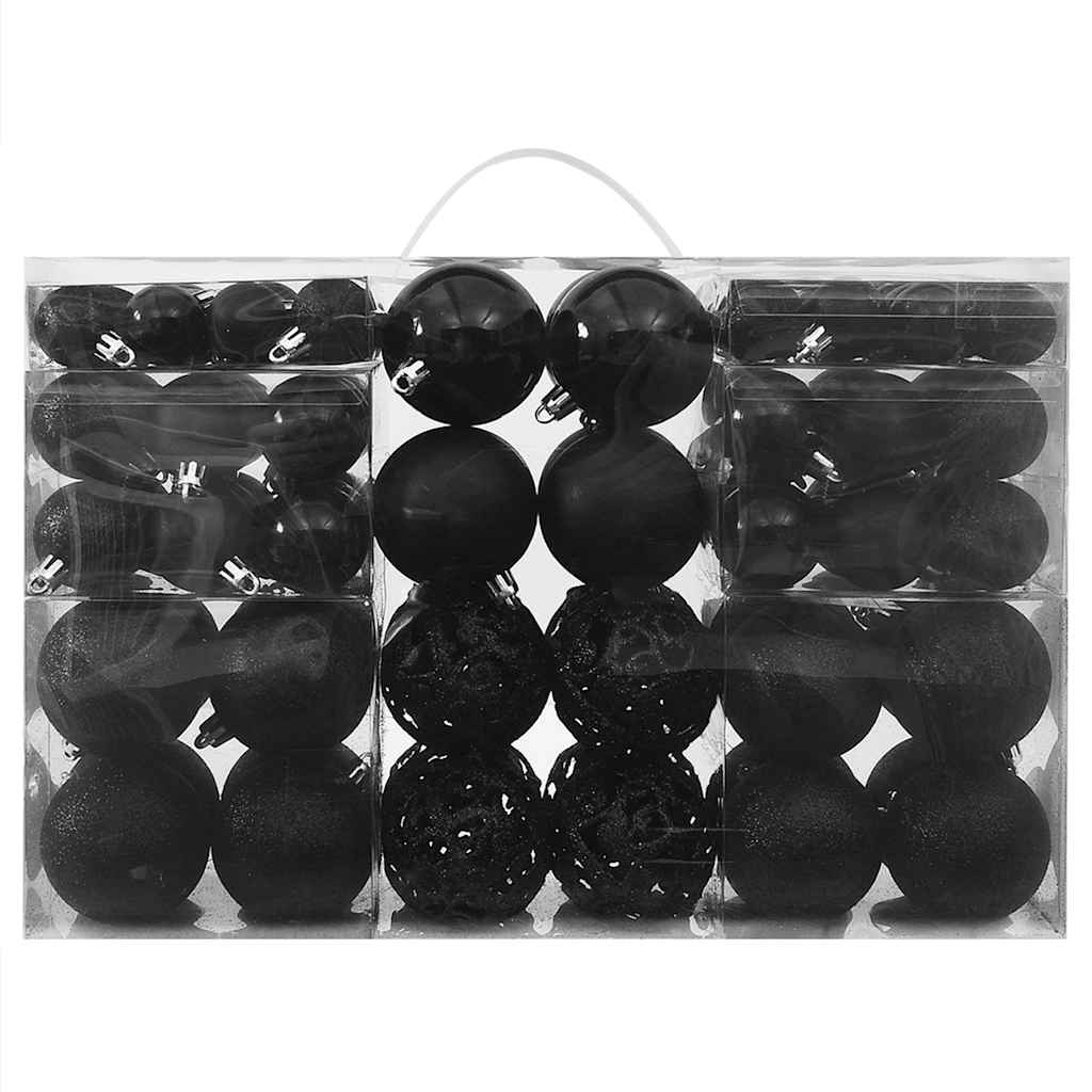 Set od 100 božićnih kuglica crni