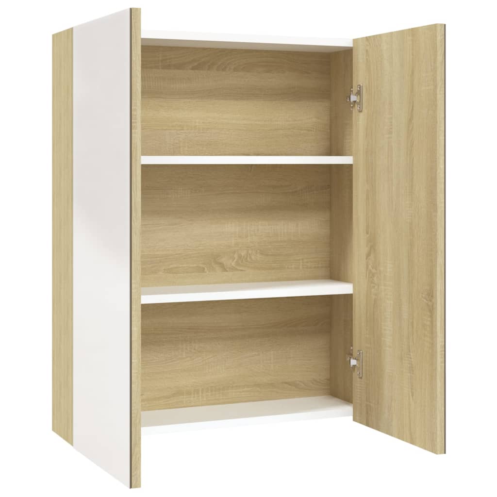 Kupaonski ormarić s ogledalom 60x15x75 cm MDF bijeli i hrast