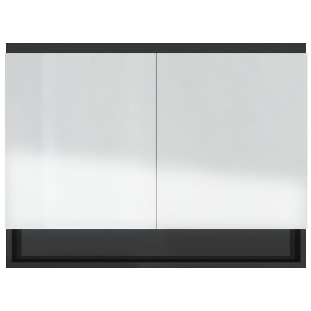 Kupaonski ormarić s ogledalom 80 x 15 x 60 cm MDF sjajni crni