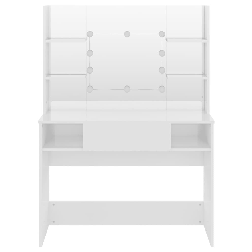 Stolić za šminkanje LED 100 x 40 x 135 cm MDF sjajni bijeli