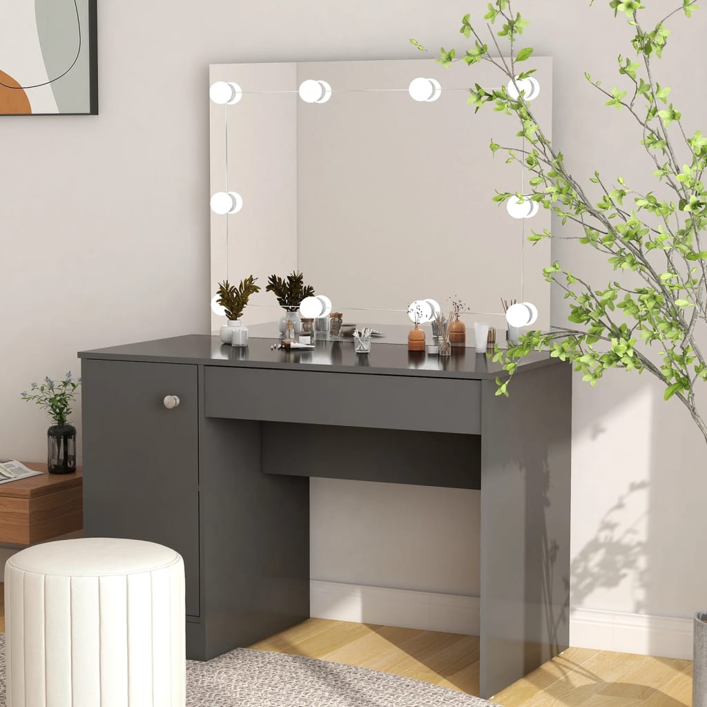 Stolić za šminkanje s LED svjetlima 110 x 55 x 145 cm MDF sivi