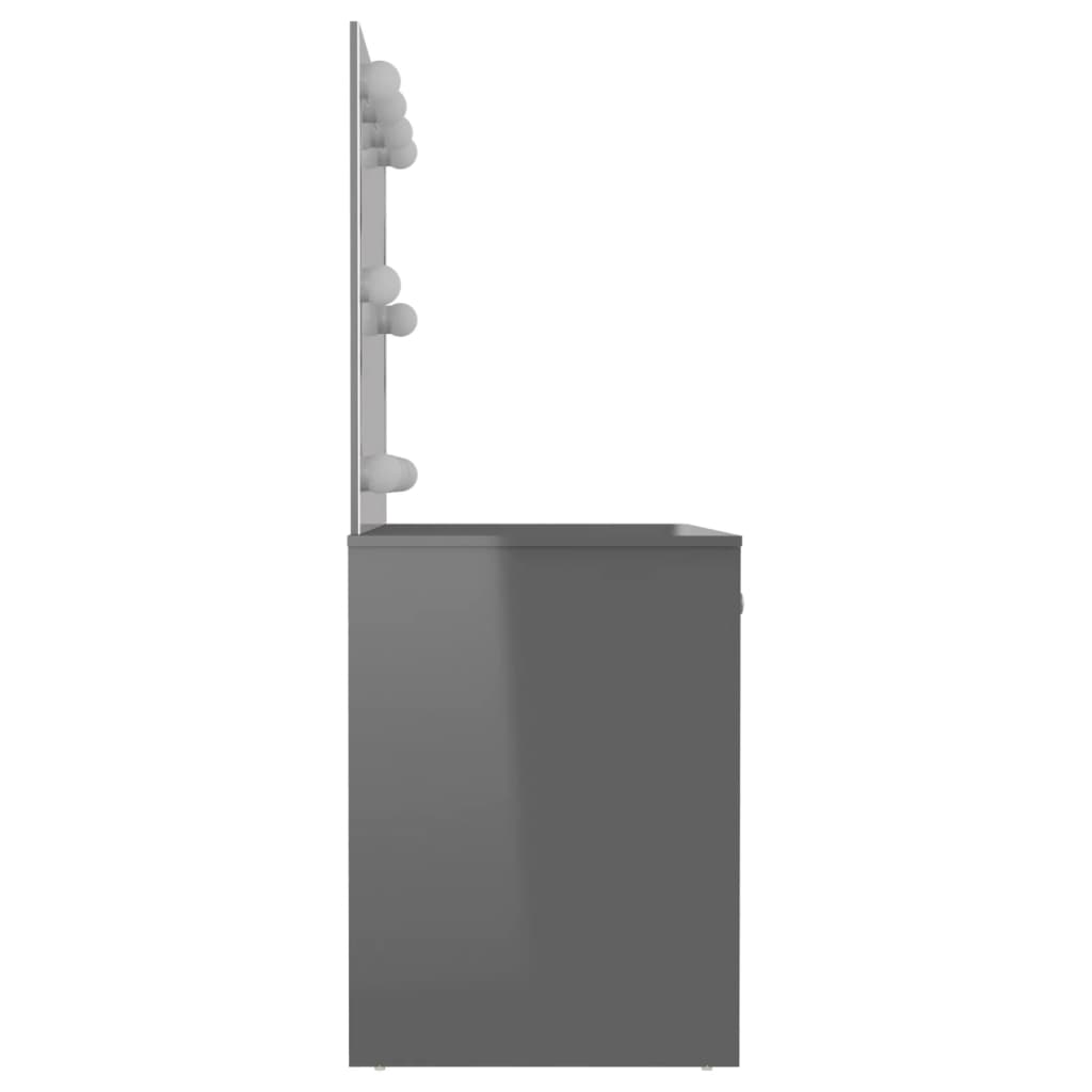 Stolić za šminkanje LED 110 x 55 x 145 cm MDF sjajni sivi