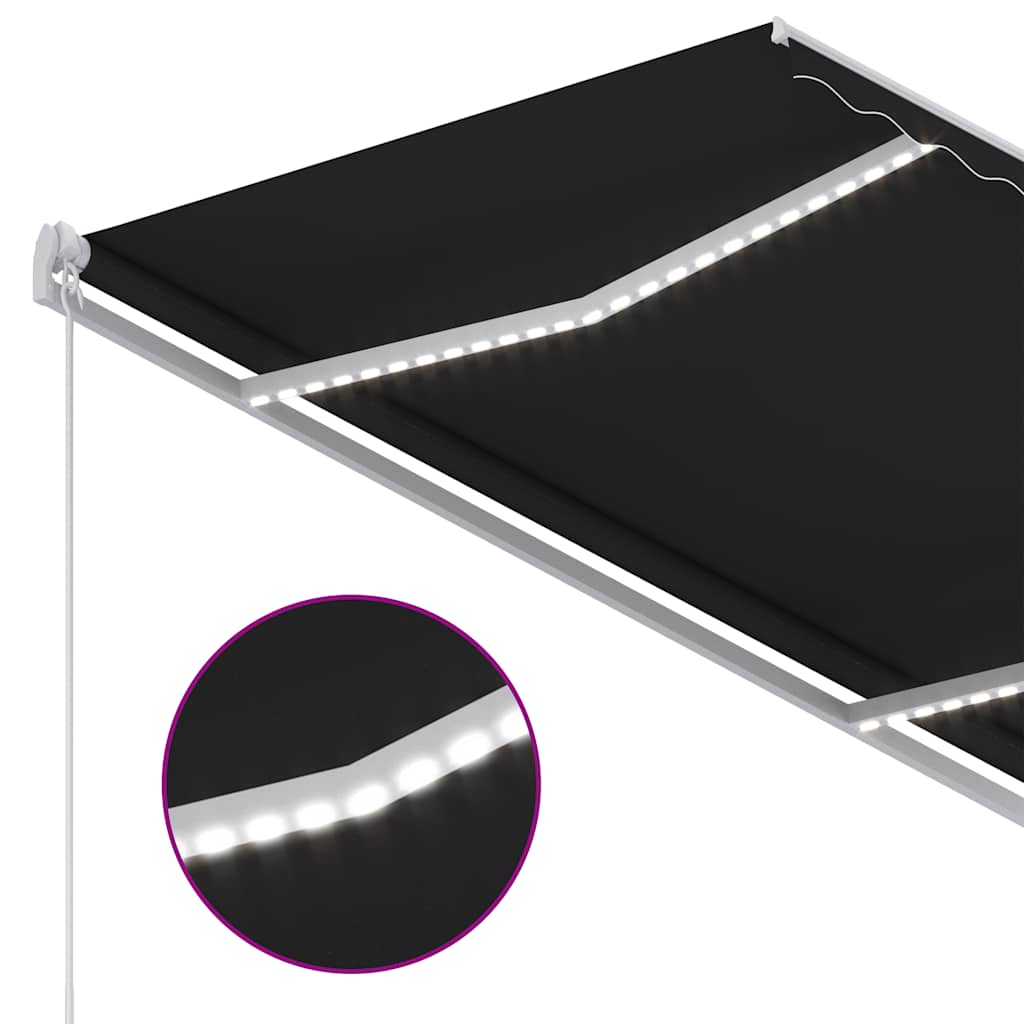 Tenda na ručno uvlačenje s LED svjetlima 300 x 250 cm antracit