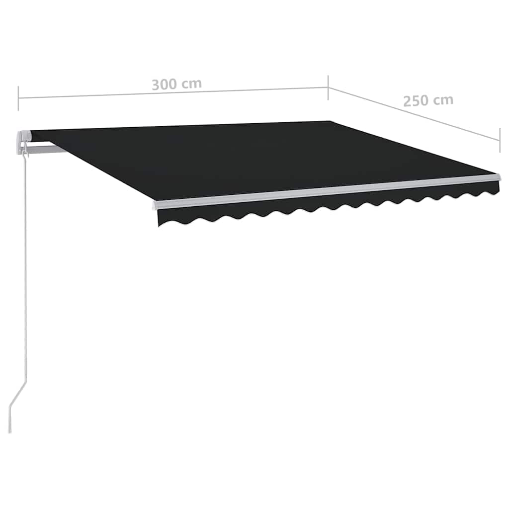 Tenda na ručno uvlačenje s LED svjetlima 300 x 250 cm antracit