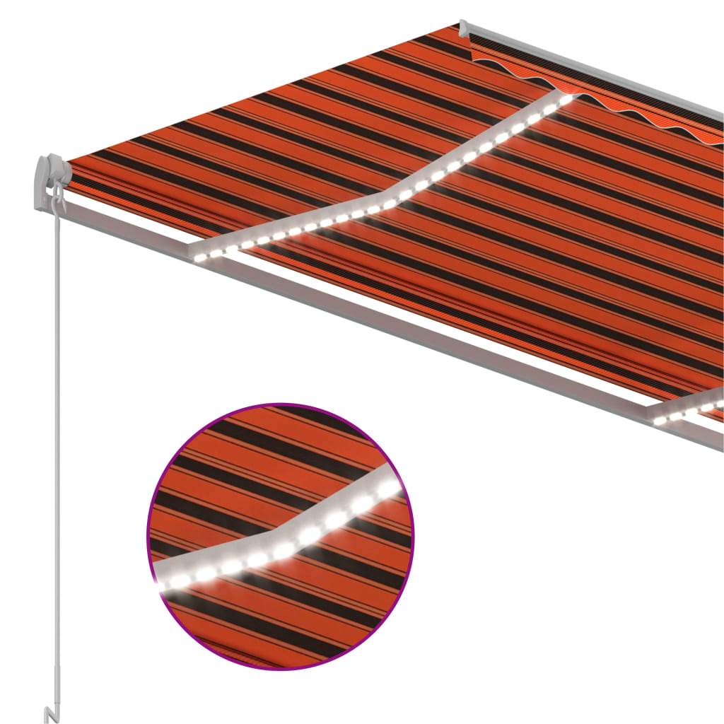 Tenda na ručno uvlačenje LED 300 x 250 cm narančasto-smeđa