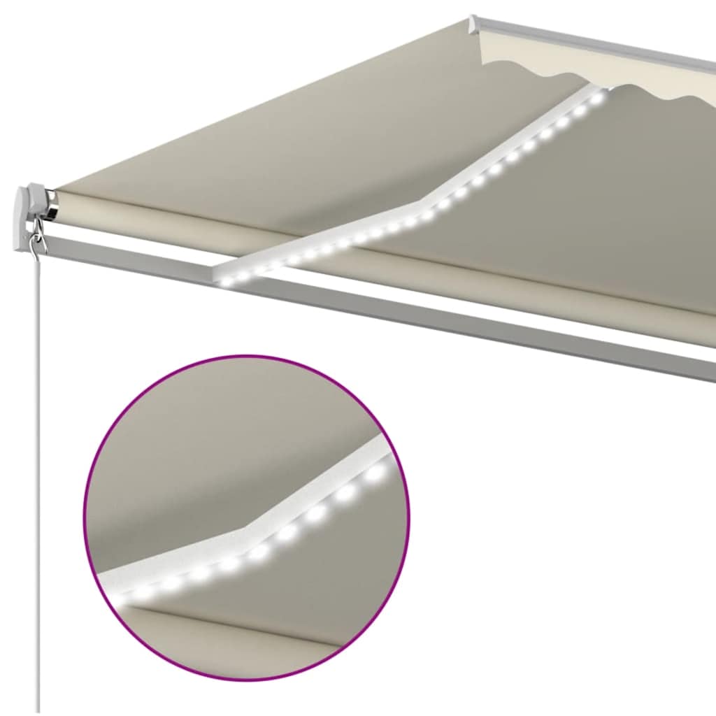 Tenda na ručno uvlačenje s LED svjetlima 400 x 300 cm krem