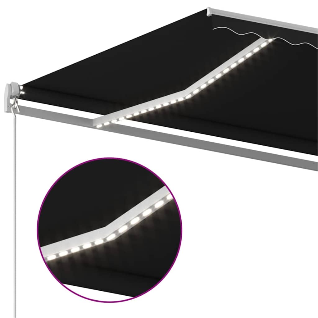 Tenda na ručno uvlačenje s LED svjetlima 450 x 300 cm antracit