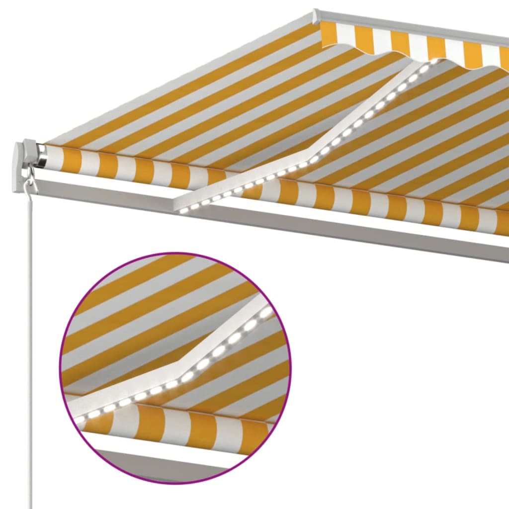 Tenda na ručno uvlačenje s LED svjetlom 500x300 cm žuto-bijela