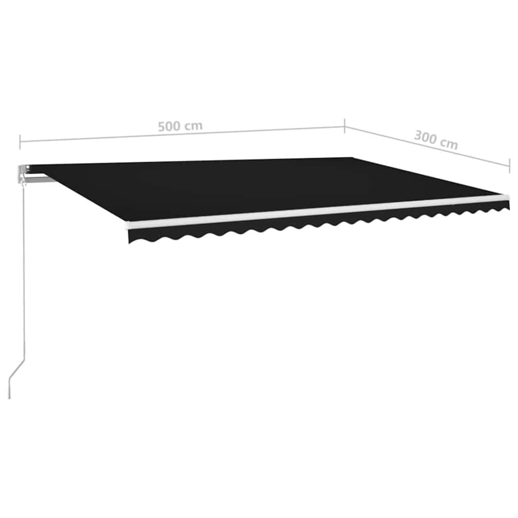 Tenda na ručno uvlačenje s LED svjetlima 500 x 300 cm antracit